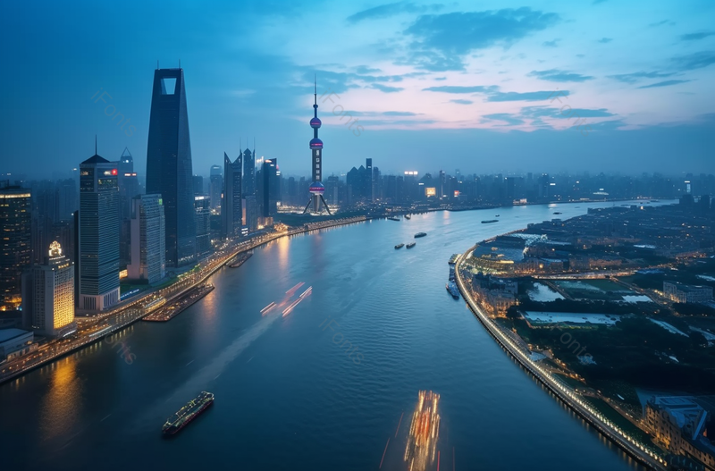 蓝色的上海城市夜景,高清,摄影图,摄影图片,图片大全,摄影图免费下载
